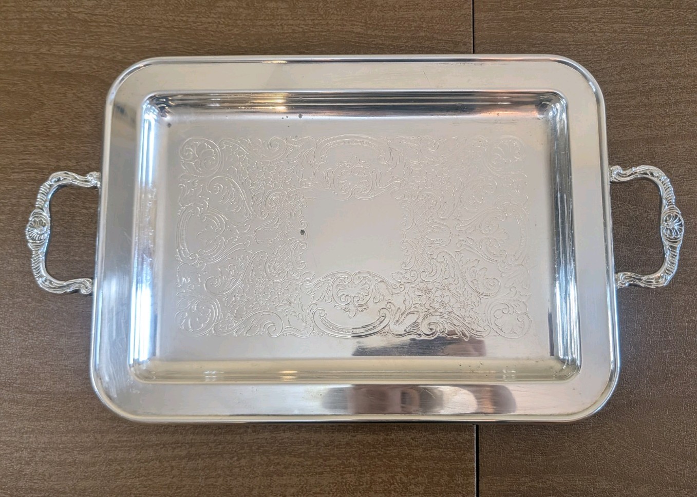 Vintage Leonard Silver Plated Small Twin Handle Serving Platter Bar Tray