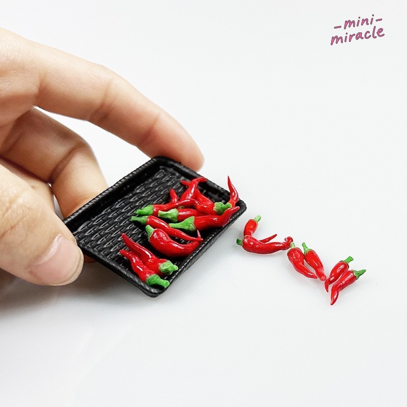 6PC 1:12 Dollhouse Miniatures Red Chili Vegetable  Kitchen Retro Accessories