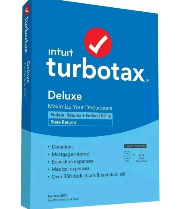 TurboTax Deluxe Fed & State 2020 NEW 2020 Tax Year