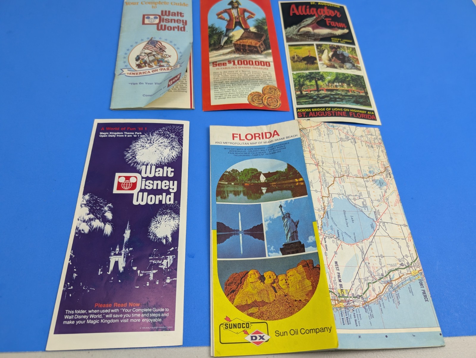 Vintage 1970s Retro Central Florida Roadtrip Map Brochure Lot Disney World