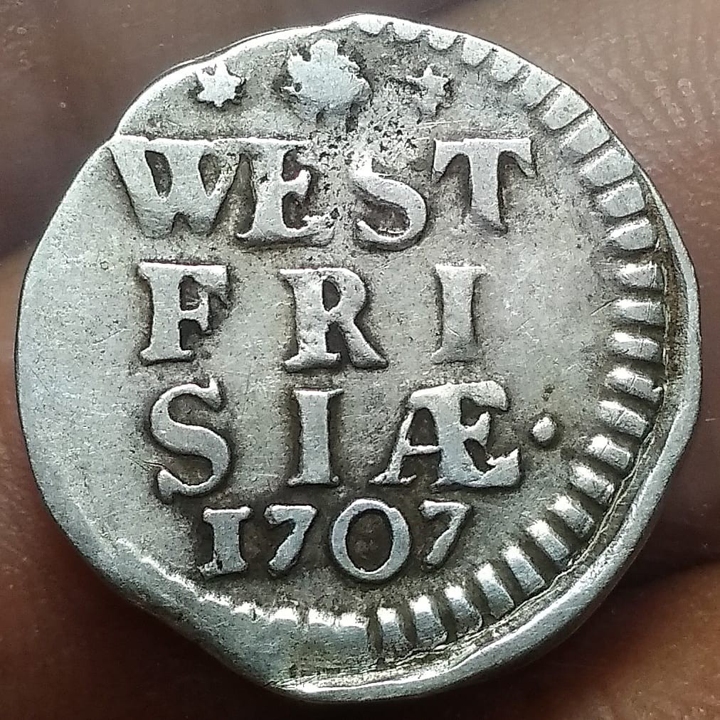 1707 Netherlands West Friesland 2 Stuivers Silver Coin. KM#101