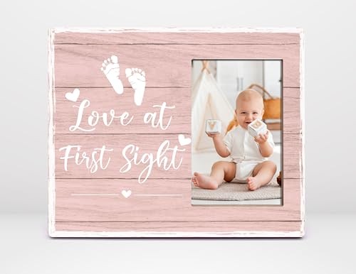  Baby Picture Frame,My First Year Photo 8x10 in Pink (Love at First Sight)