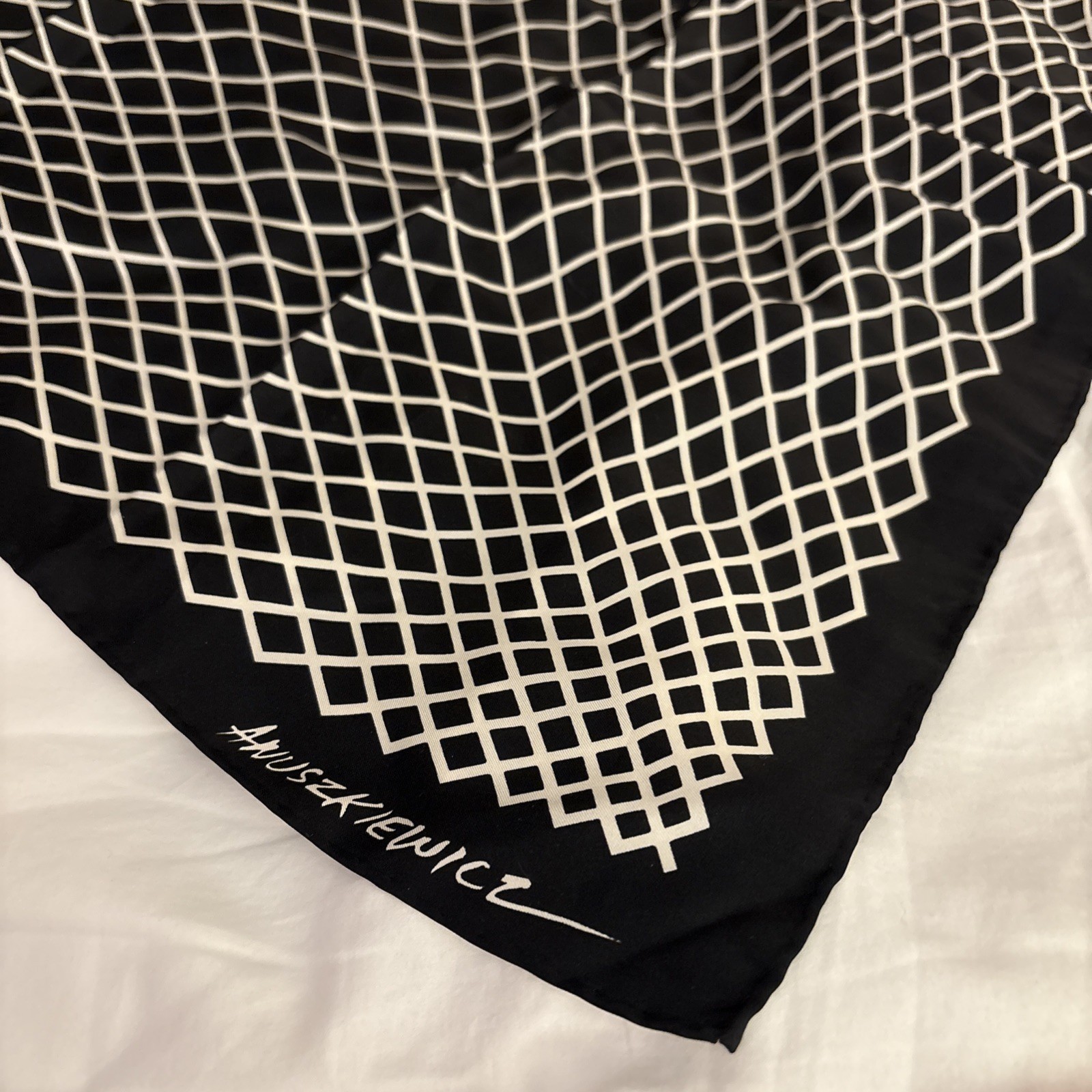 Vintage 1970s Richard Anuszkiewicz Smithsonian Op Art Silk Scarf Limited Edition