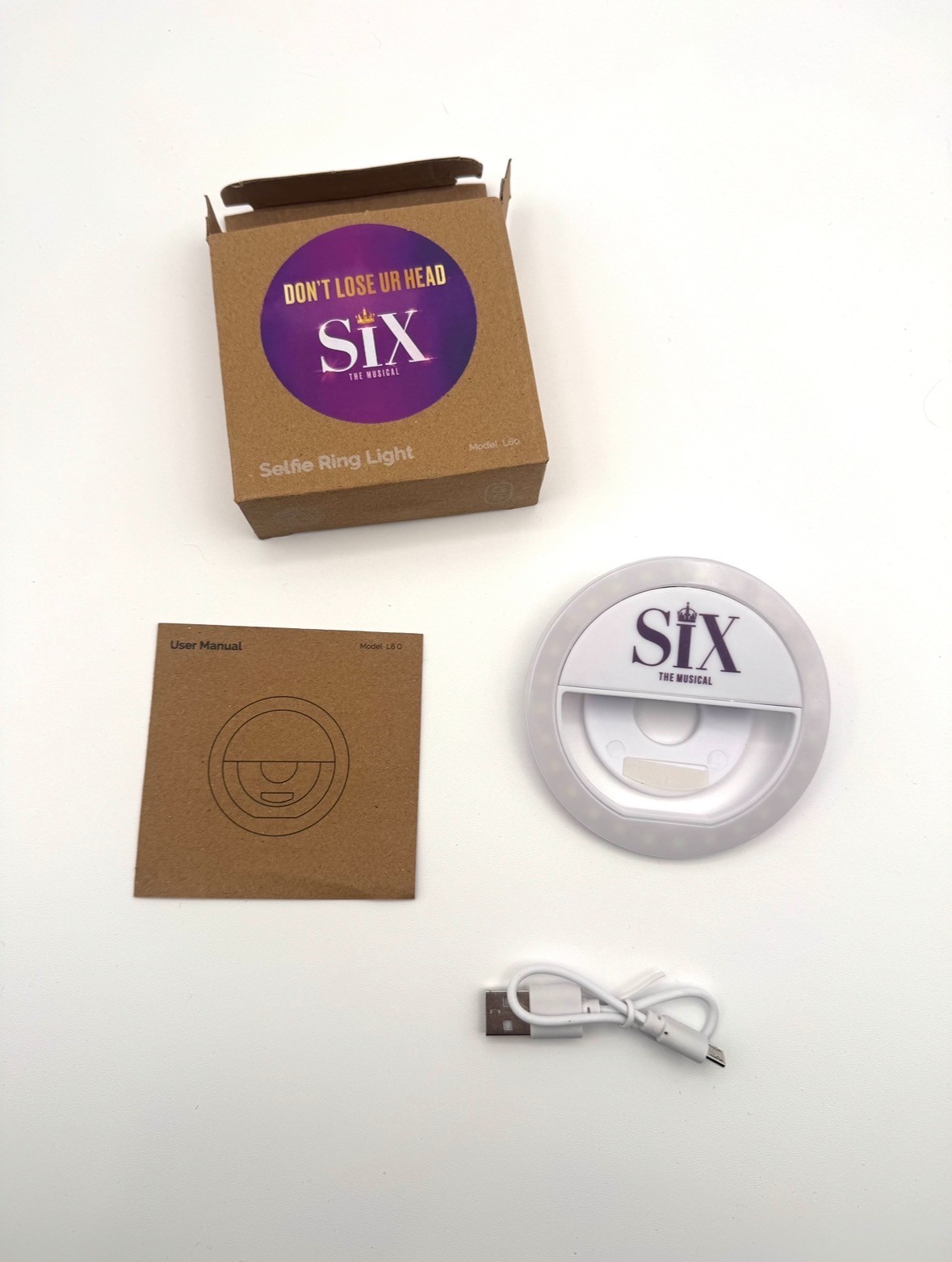 Six The Musical Selfie Ring Light with USB Cable Theater Merchandise Broadway