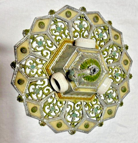 Art Deco Spanish Revival Romance Flush Mount Ceiling Light 3 Bulb 1920's