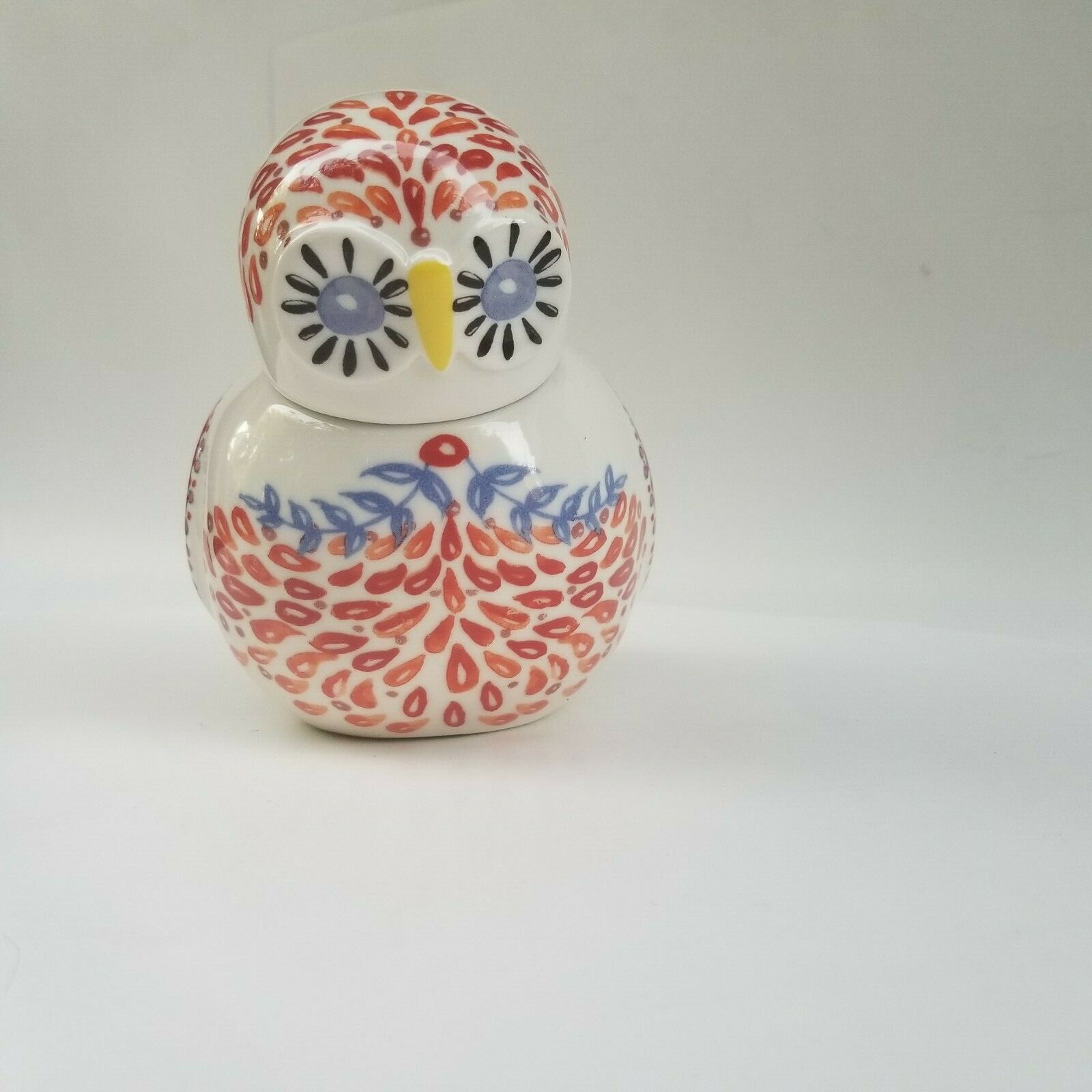 Anthropologie Biscuit Small Ceramic Owl Canister Sugar Tea Jar Bird