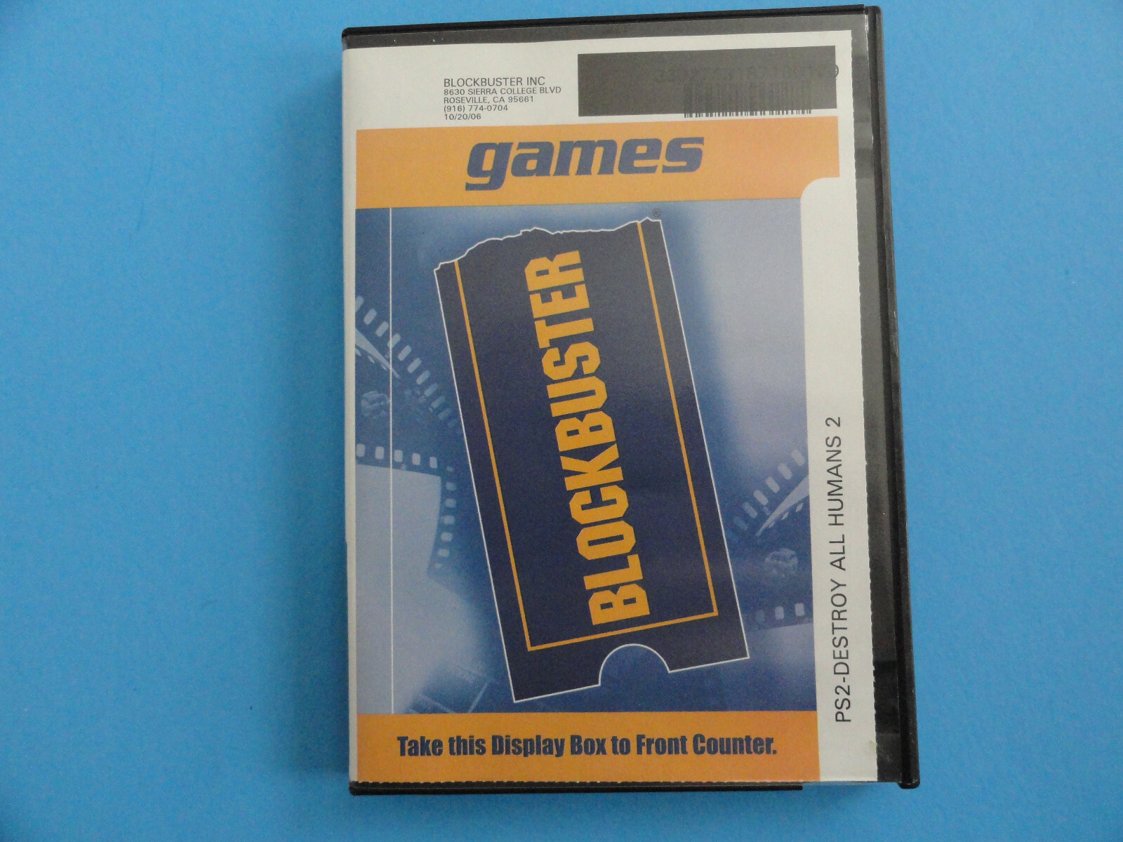 PLAYSTATION 2 DESTROY ALL HUMANS BLOCKBUSTER VIDEO RENTAL CASE - NO GAME
