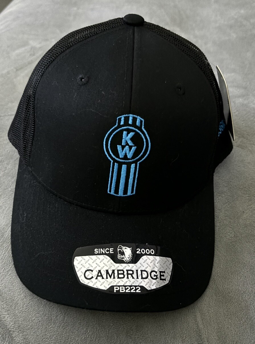 Kenworth KW Cambridge PB222 Trucker Snapback Cap Black  Blue Mesh Back Hat