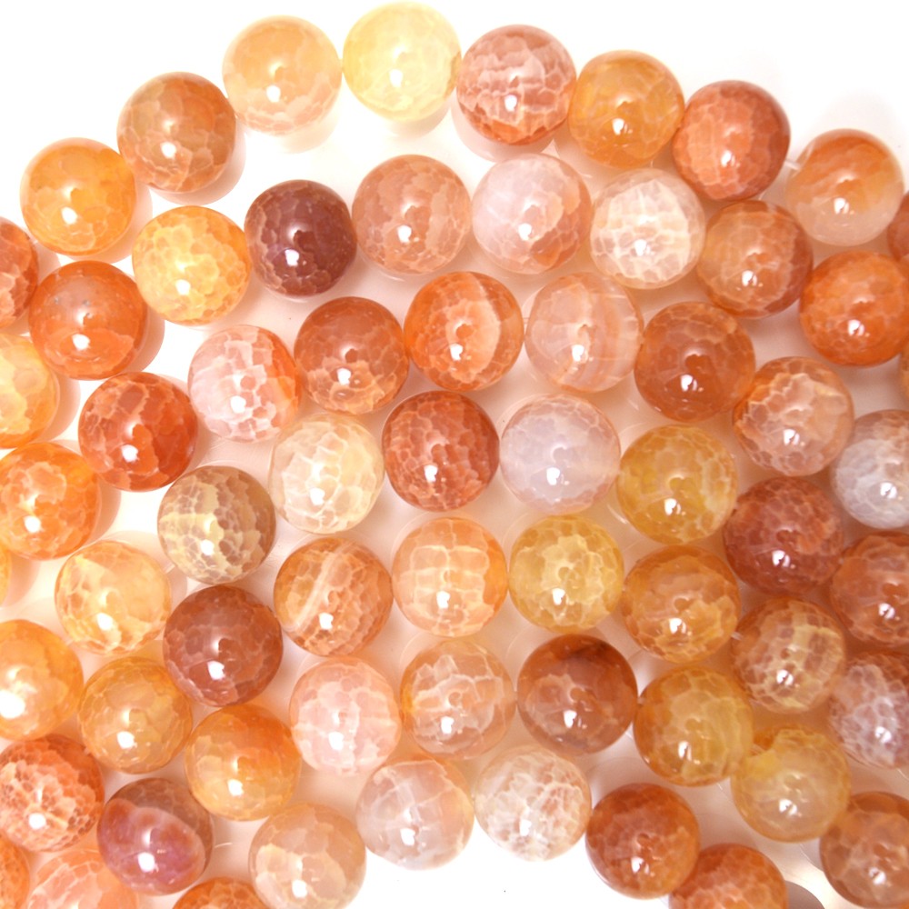 Orange Dragon Vein Agate Round Beads Gemstone 15" Strand 6mm 8mm 10mm 12mm