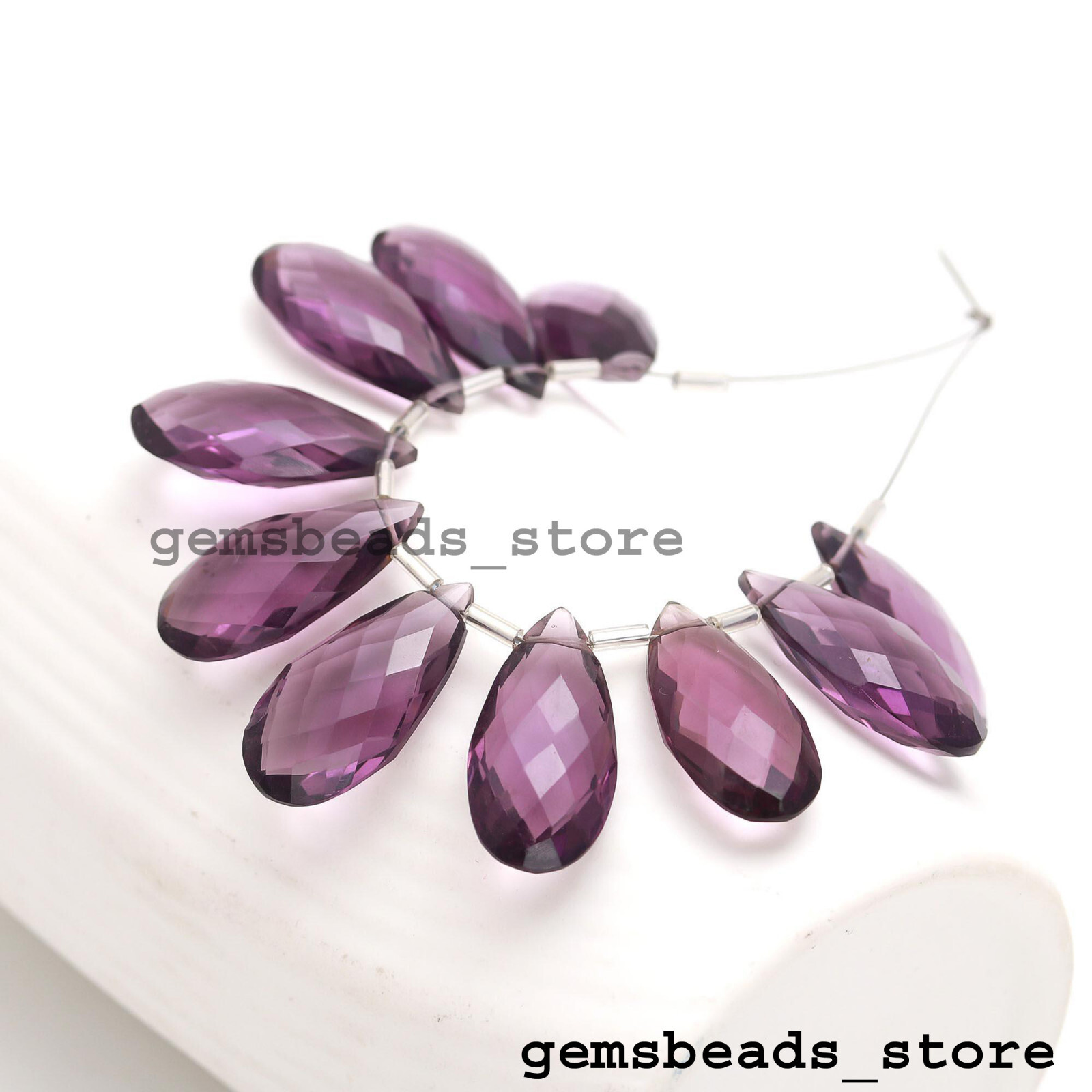 Amethyst Top Quality Hydro Quartz Briolette Faceted 24X12MM Beads 5 Pcs