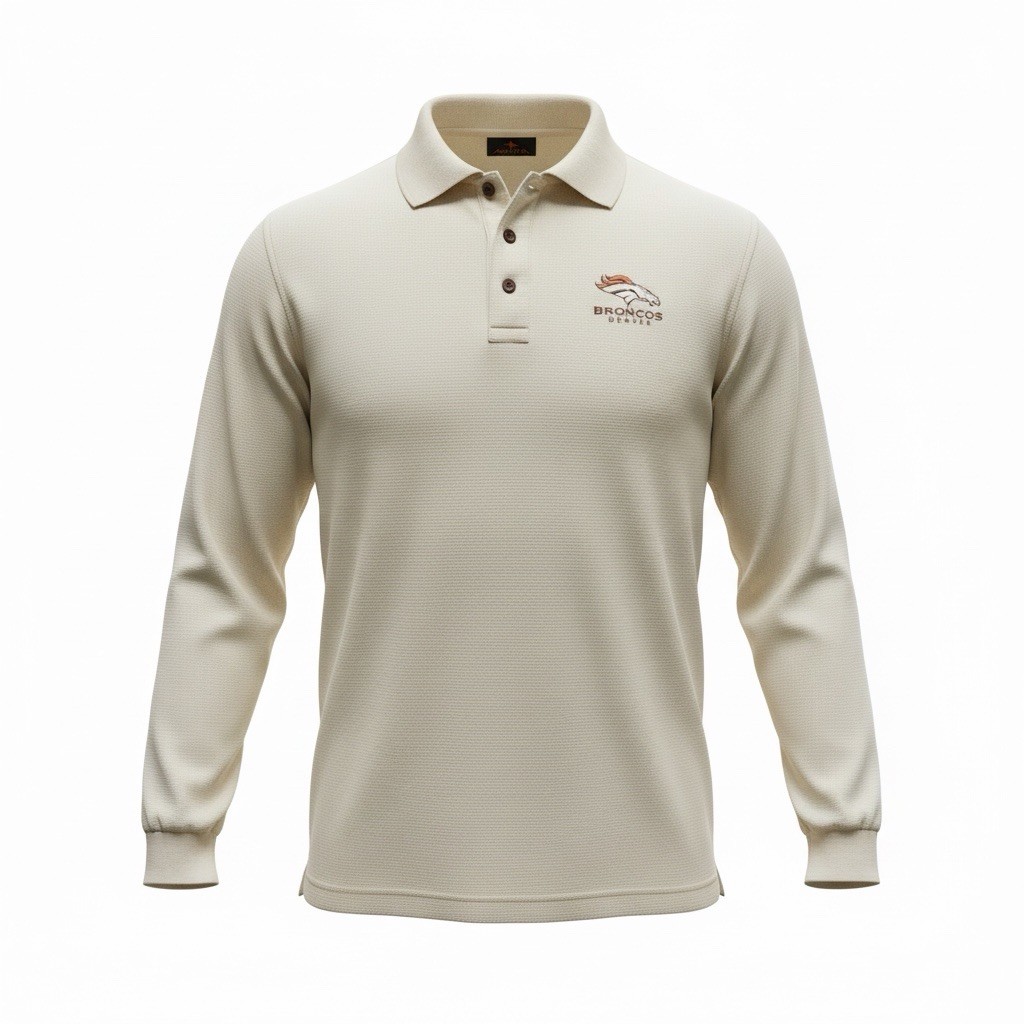 Antigua NFL Denver Broncos Logo Long Sleeve 3 Button Pullover Polo Men’s XL