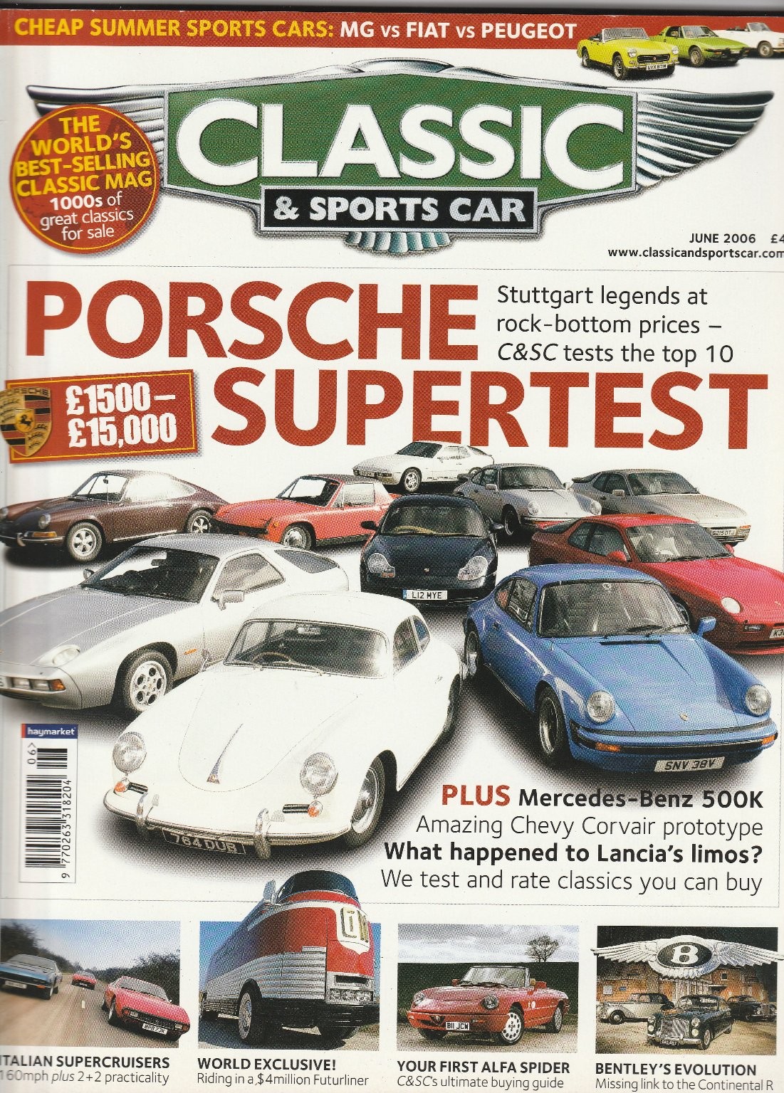 Classic & Sports Car Magazine June 2006 Porsche Supertest Automotive