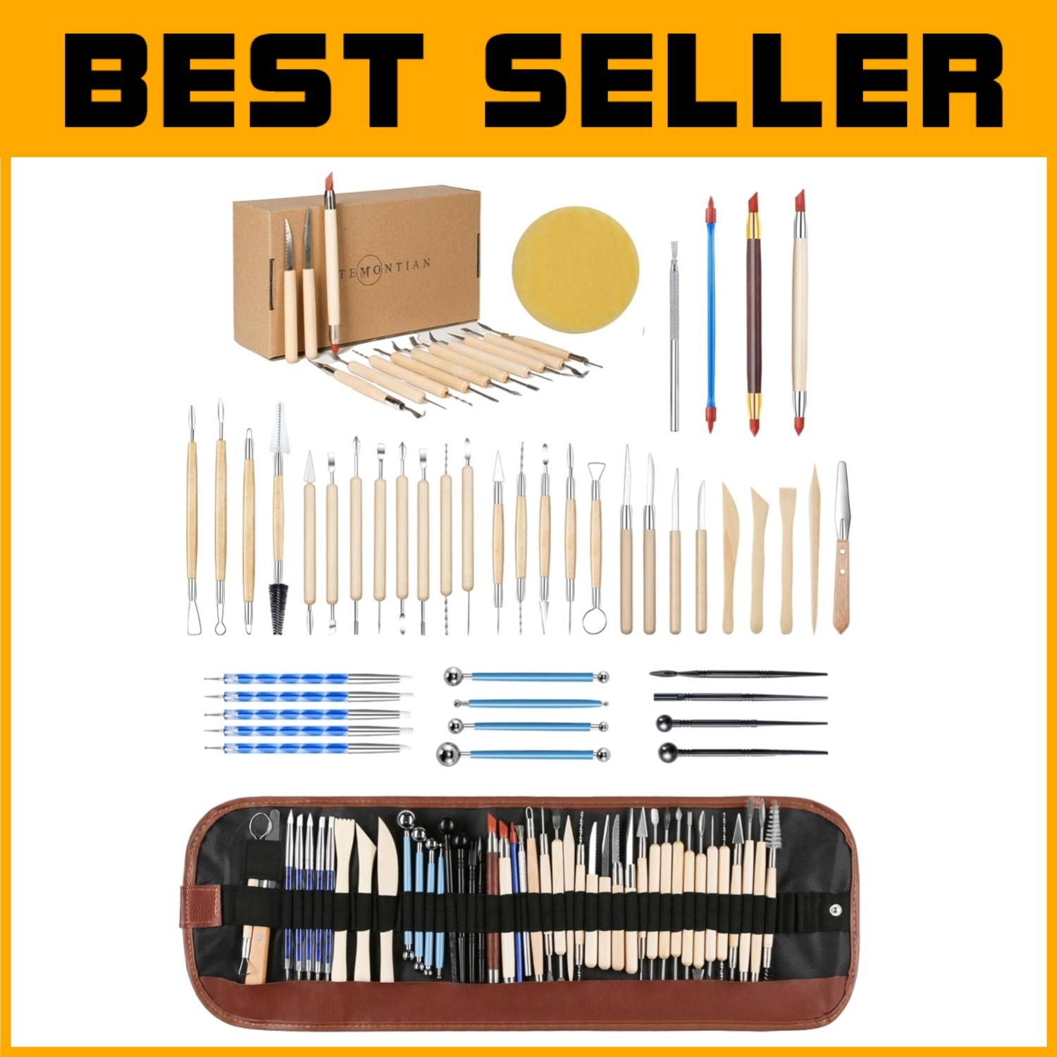 44-Piece Clay Sculpting Tools Set with Carrying Case