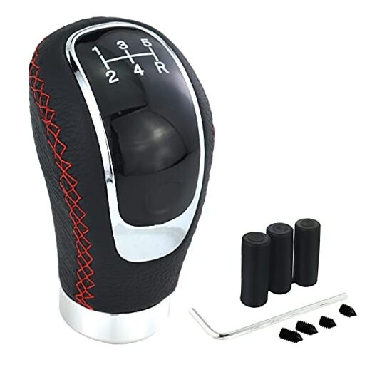  Gear Shift Shifter Knobs, 6 Speed Leather Shift Knob Manual Car Shift Red