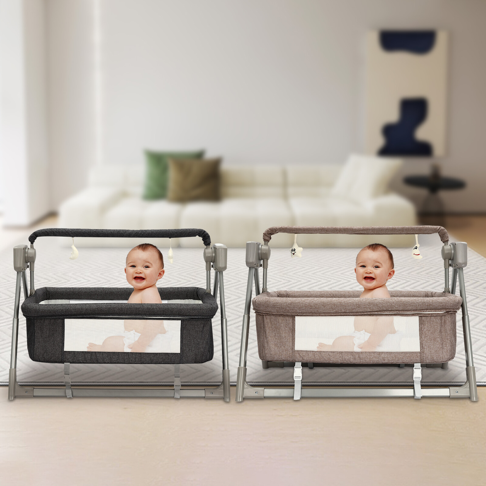 Remote Baby Bassinet Sleeper Infant Nursery Bed Bedside Crib Sleeping Cradle