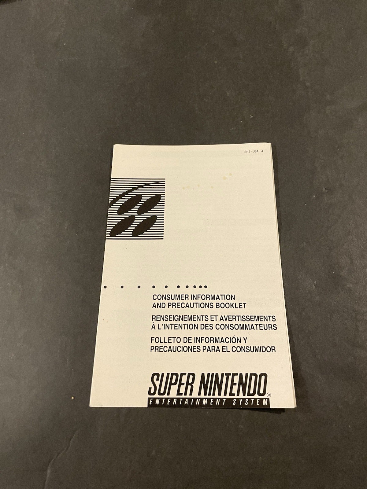 snes Super Nintendo Precaution Insert
