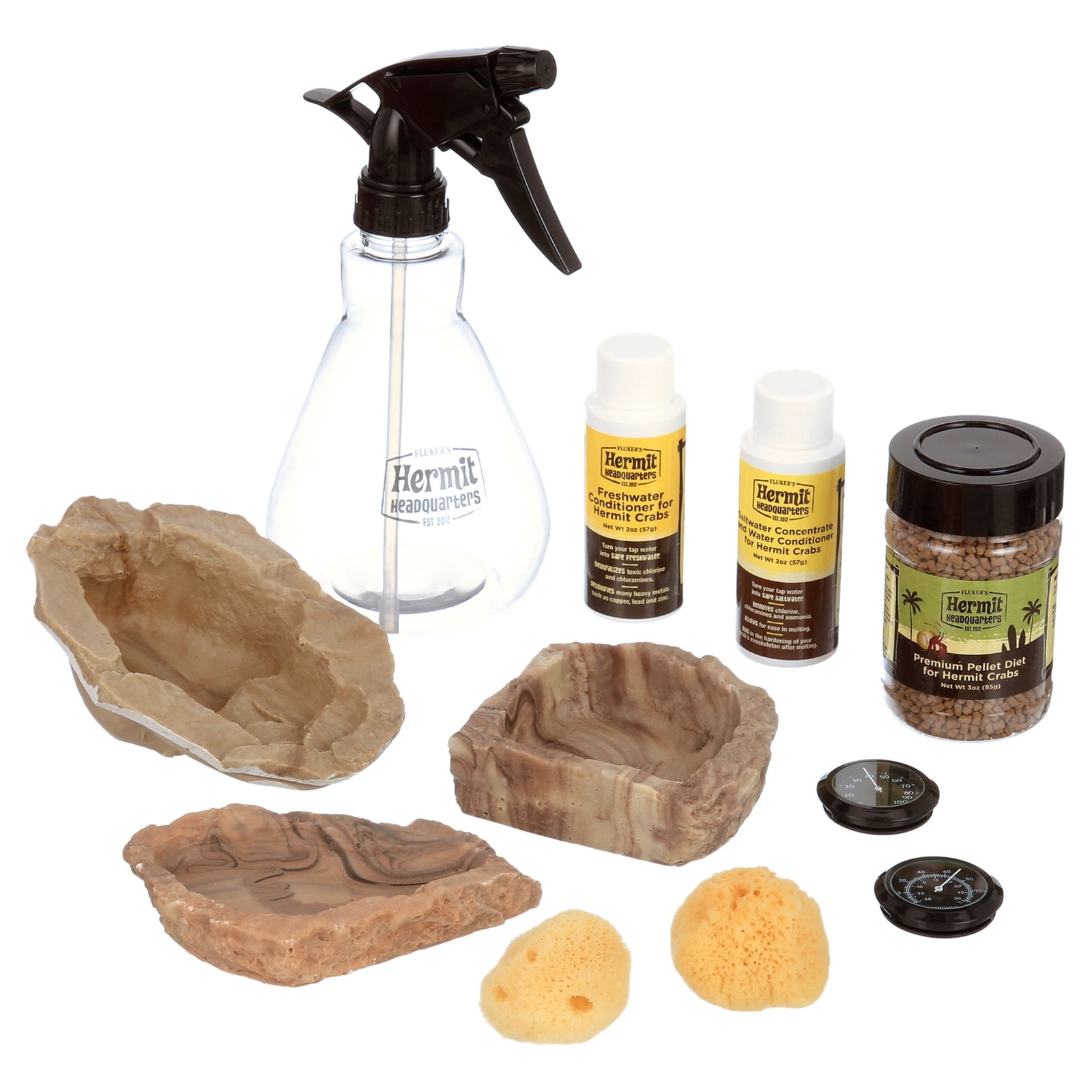 Hermit Crab Habitats Starter Kit Water and Feeding Dishes Sea Sponge Food Bottle