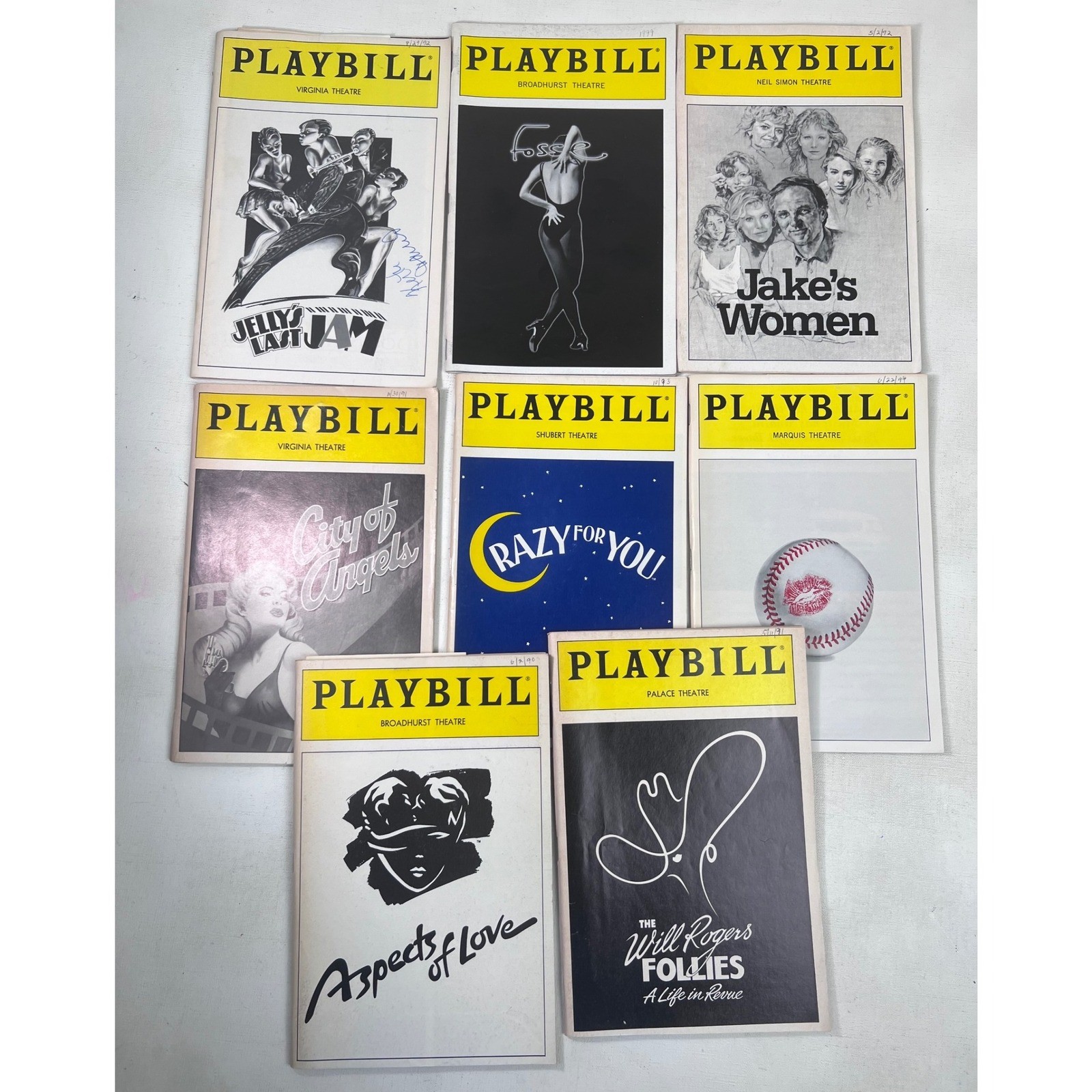 Vintage Broadway Playbill Lot 90s Aspects of Love City of Angels, Fosse Tickets