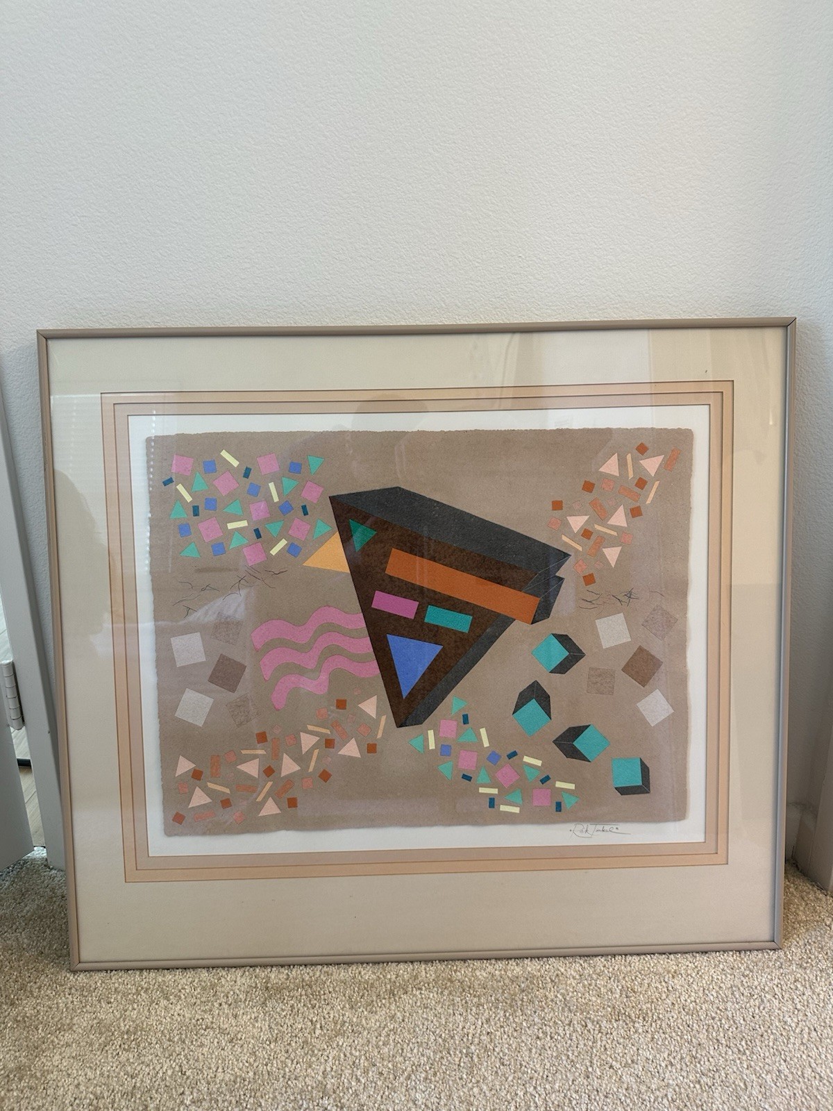 Vintage 1986 Abstract Paper Fiber Art By Rick Tunkel Signed And Framed 