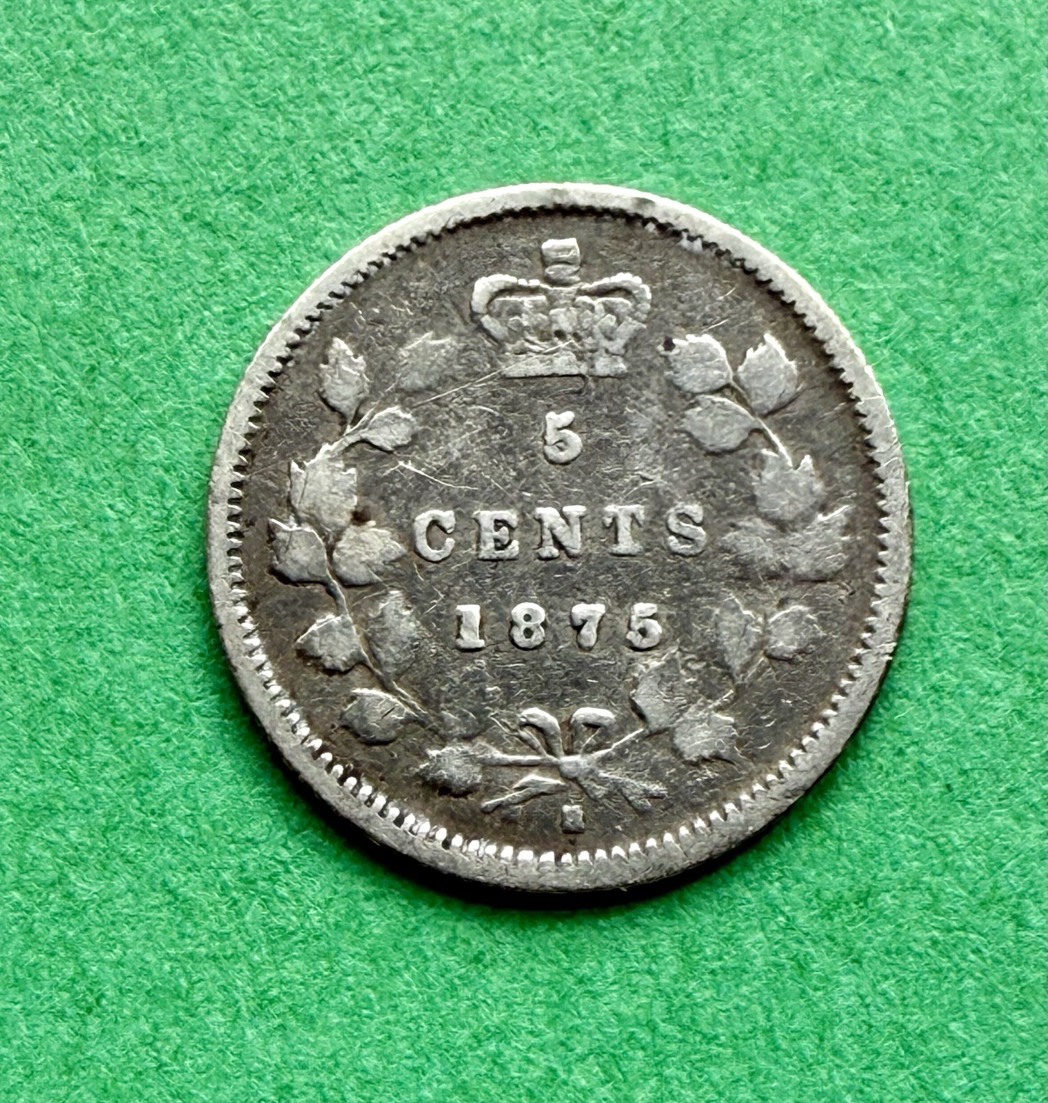 KEY DATE 1875 H Canada 5 Cents Small Date GOOD