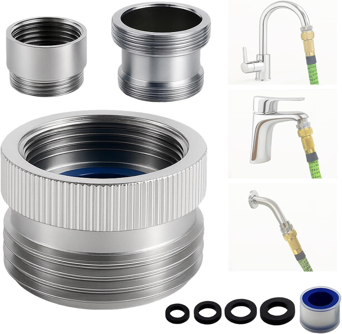 Faucet Adapter with Aerator, Chrome Brass Sink Faucet to Garden Hose Connector, 
