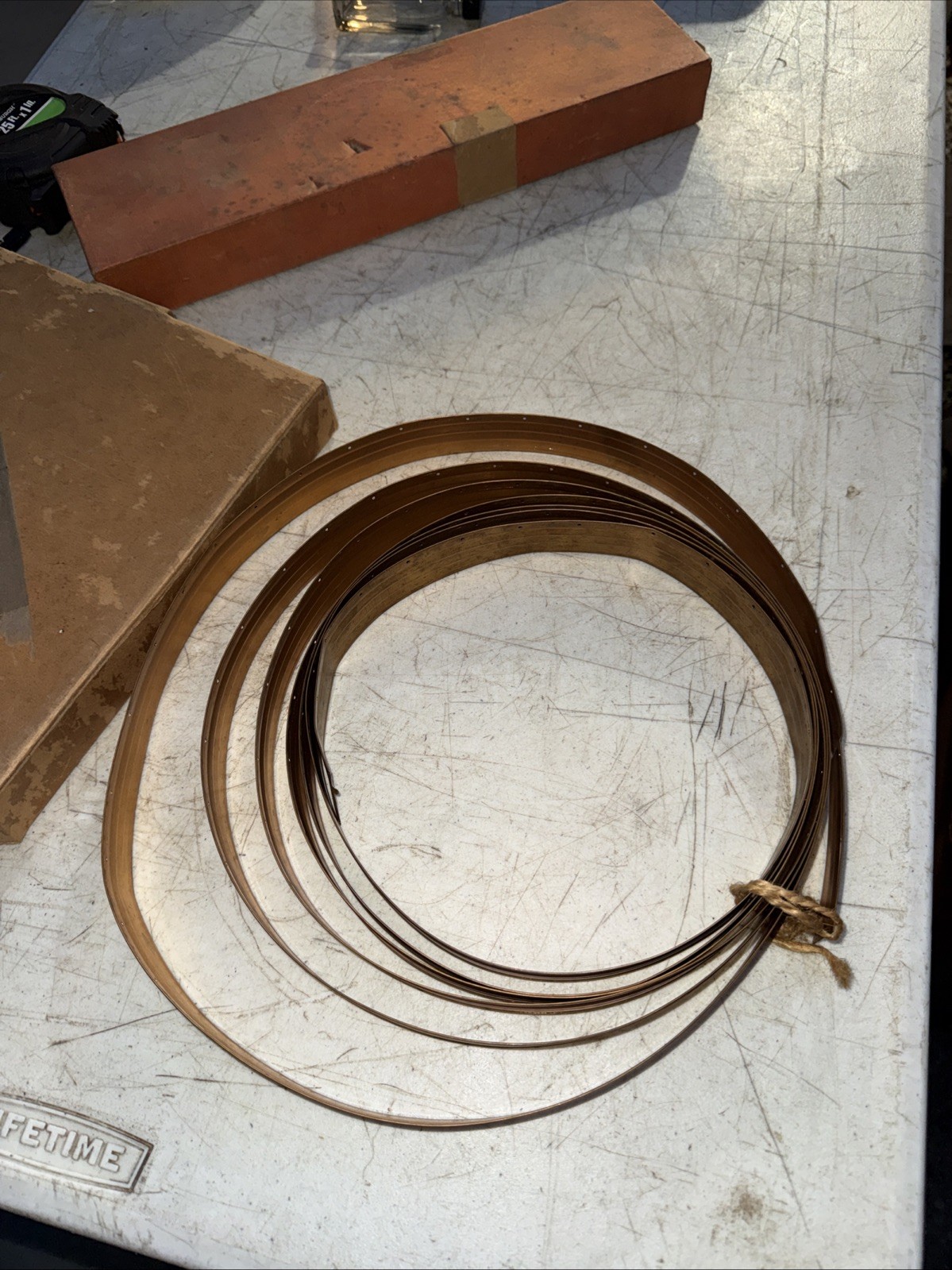 Antique 15 Feet Of Bronze Weather Strips For Historic Home Restoration. No Nails