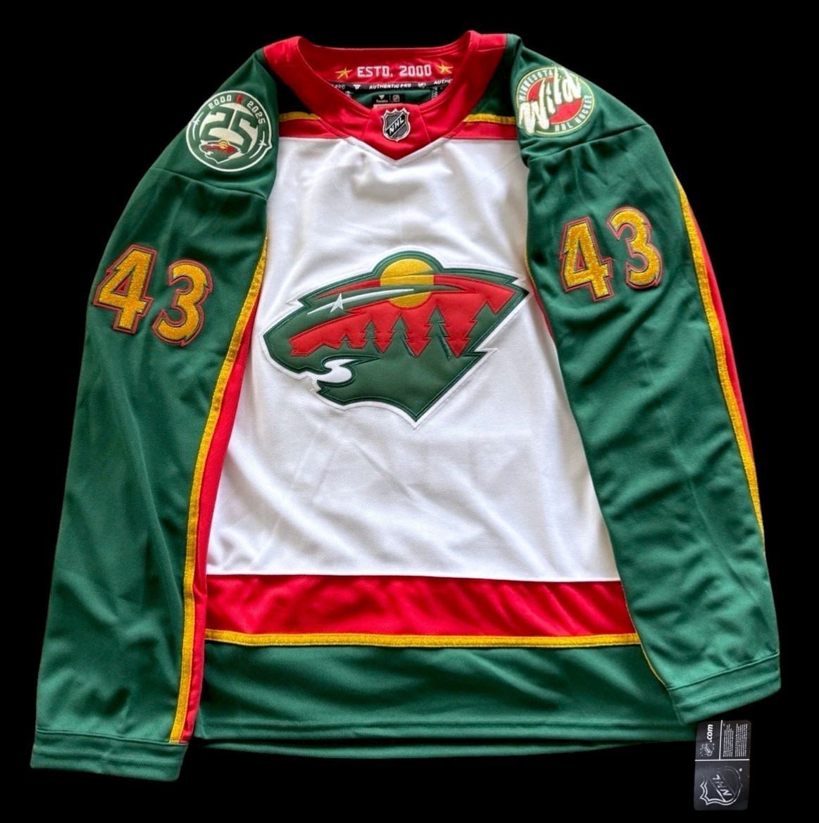 Quinn Hughes #43 Minnesota Wild 25th Anniversary Jersey - Size 52 Large