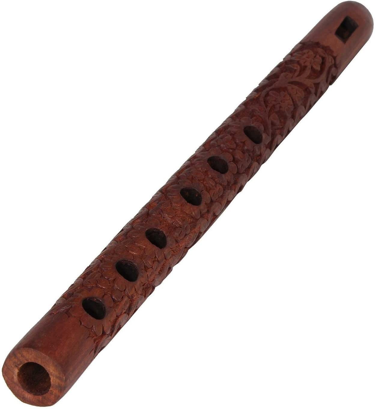 Mouth Woodwind Flute Wooden Traditional Hand Carved, Great Sound Indian brown 