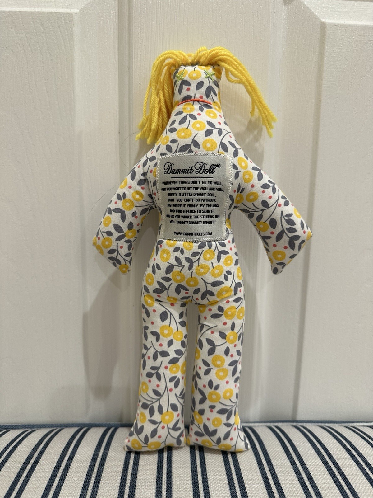 Dammit Doll Yellow Floral Pattern Stress Relief Plush Play Doll