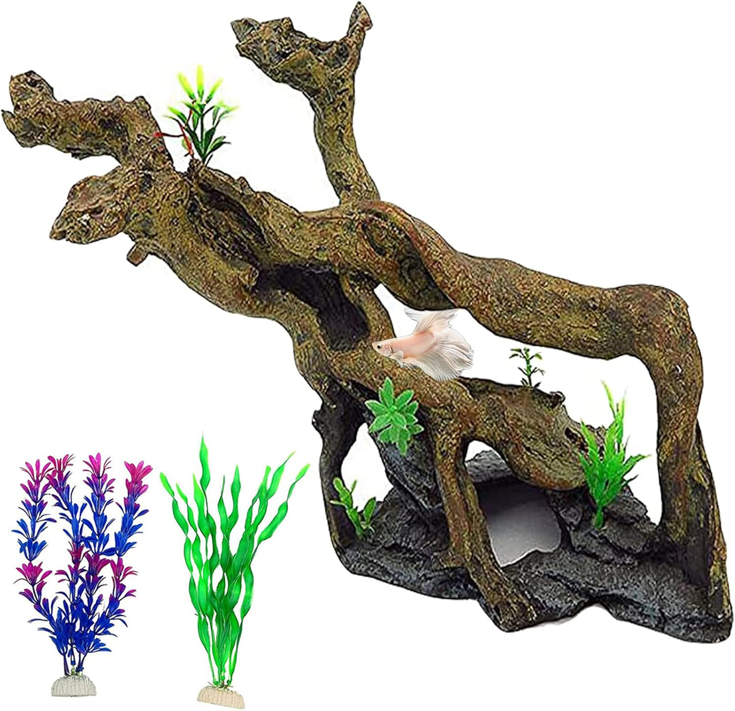 Resin Driftwood Aquarium Decoration Tree Branch Fish Tank Trunk Ornament Betta L