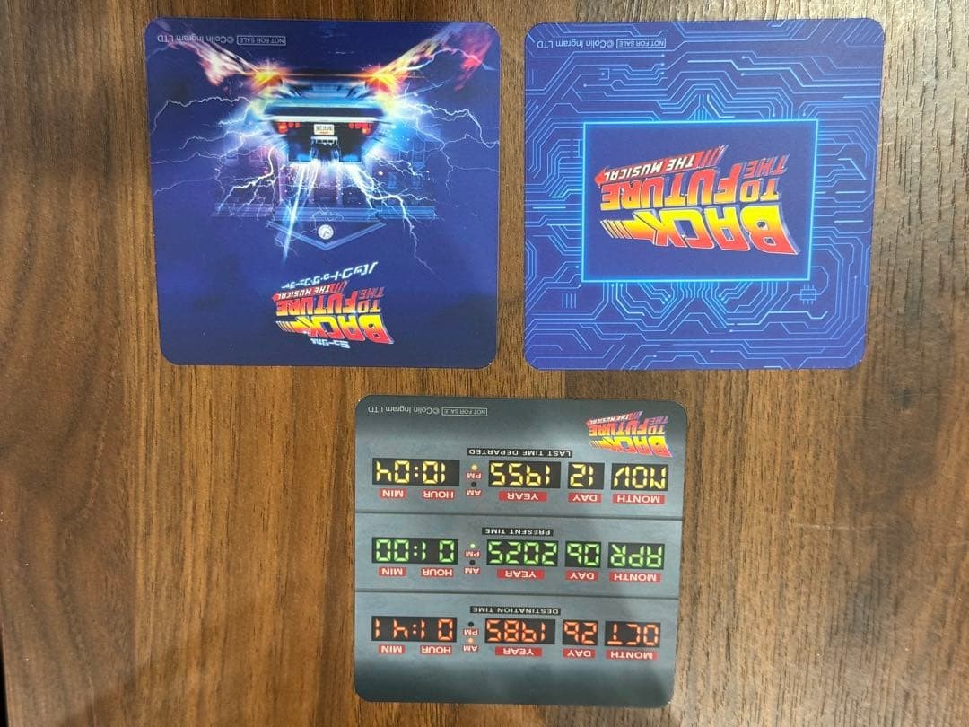 Shiki Theter Company BTTF Logo & DeLorean Coaster Set of 3 New
