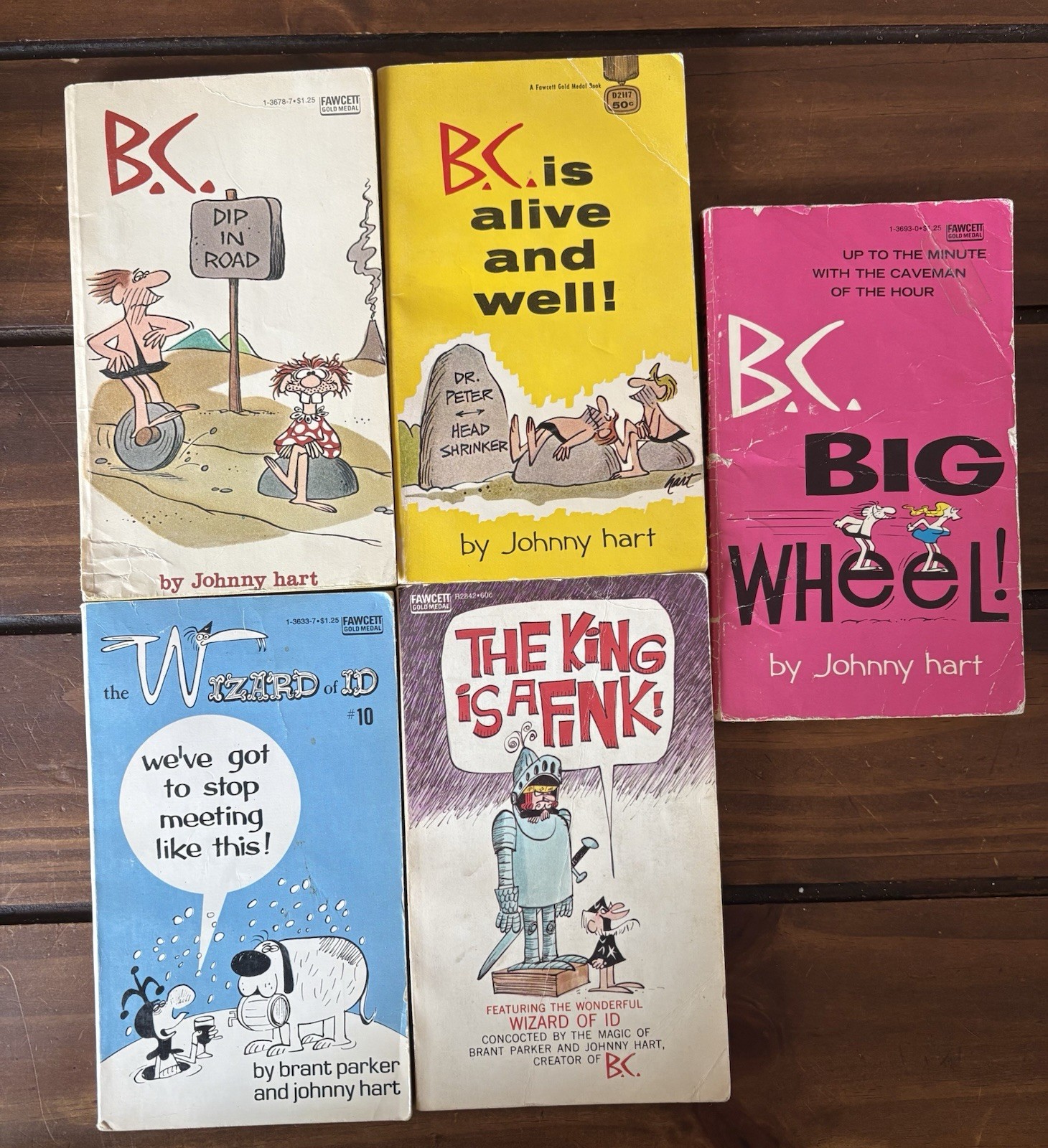 Five Vintage Johnny Hart BC Paperback Books