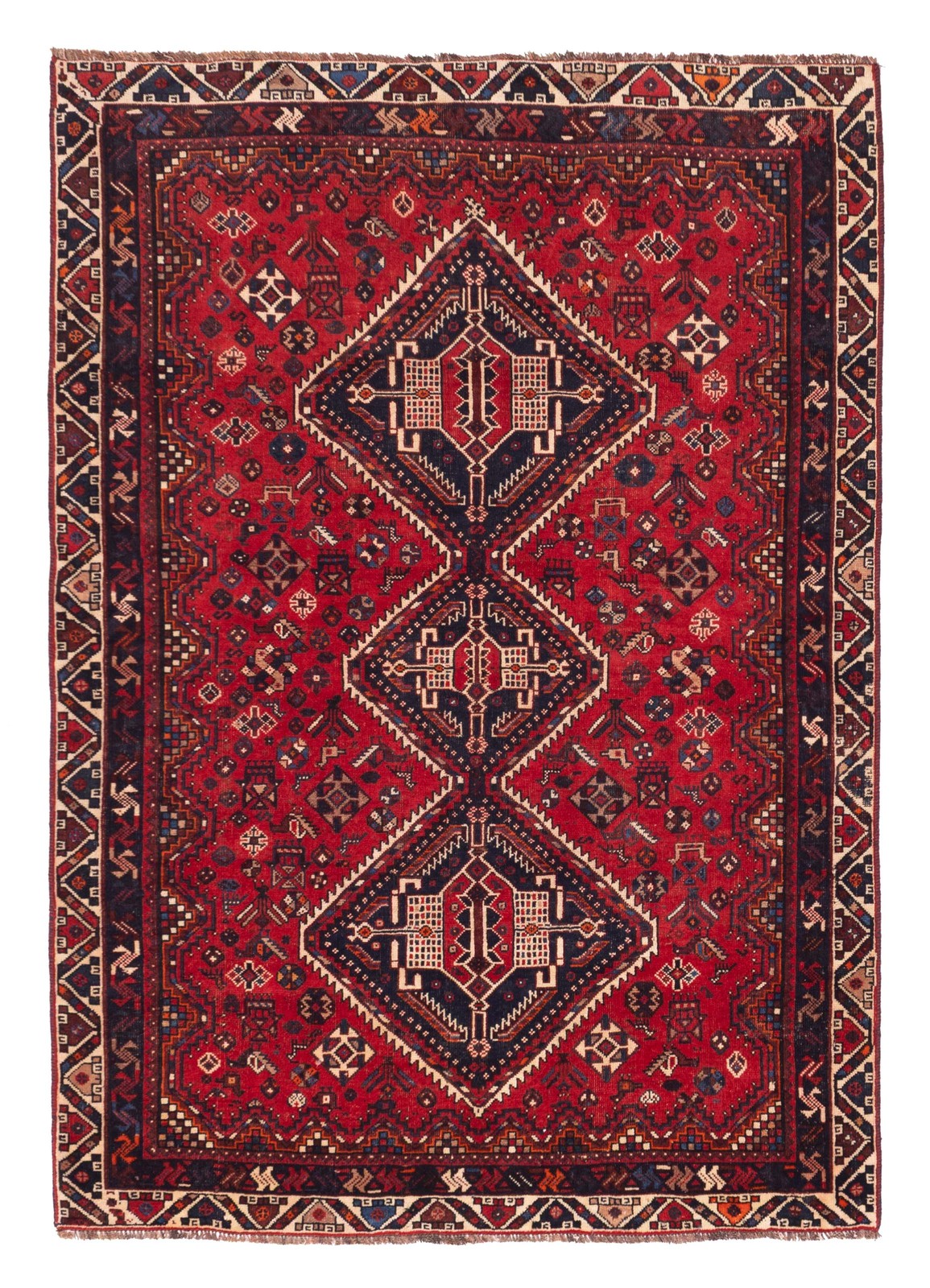 Vintage 4'11" x 7'0" Geometric Hand-Knotted Carpet Traditional Wool Area Rug