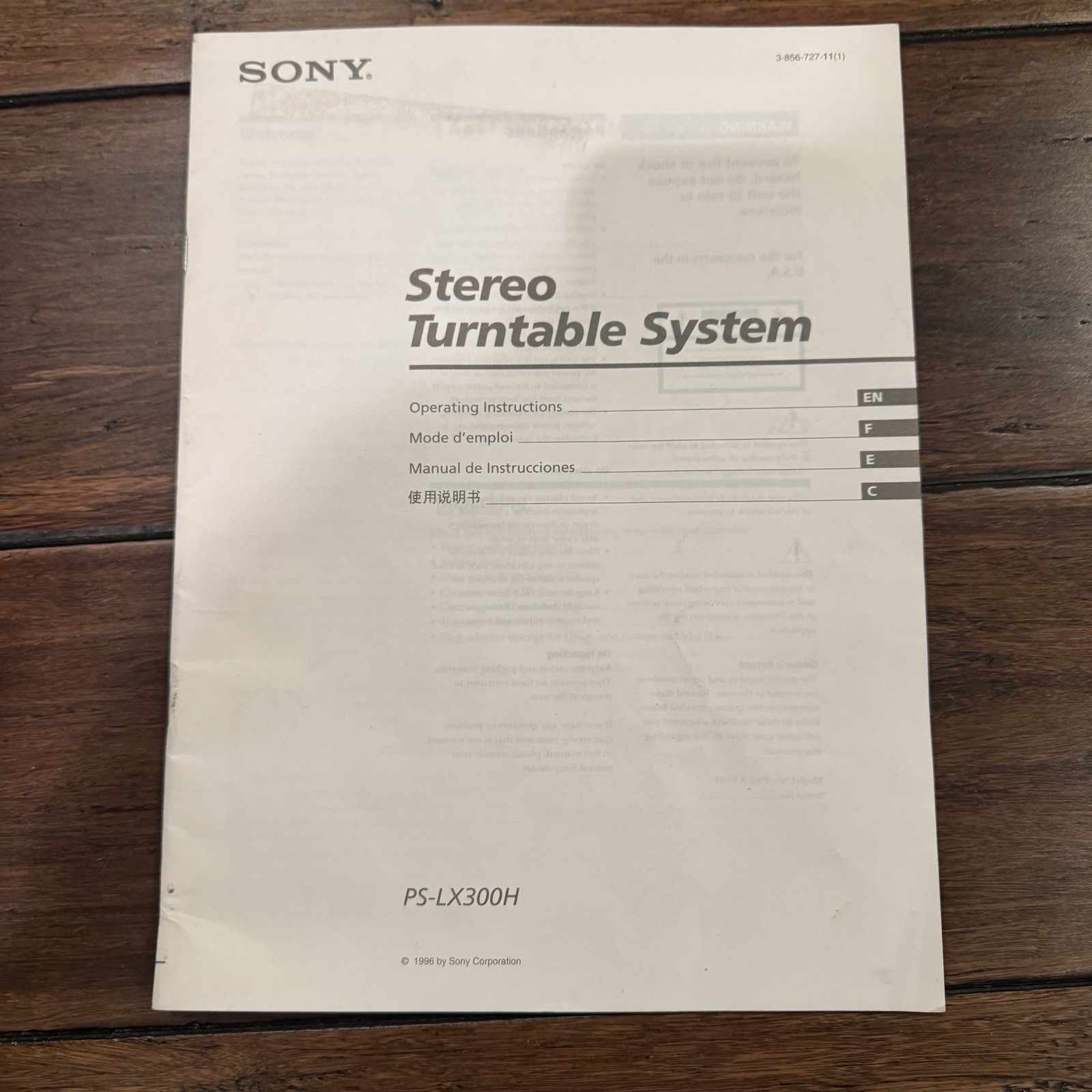 SONY PS-LX300H ORIGINAL OPERATING INSTRUCTIONS - VERY GOOD CONDITION