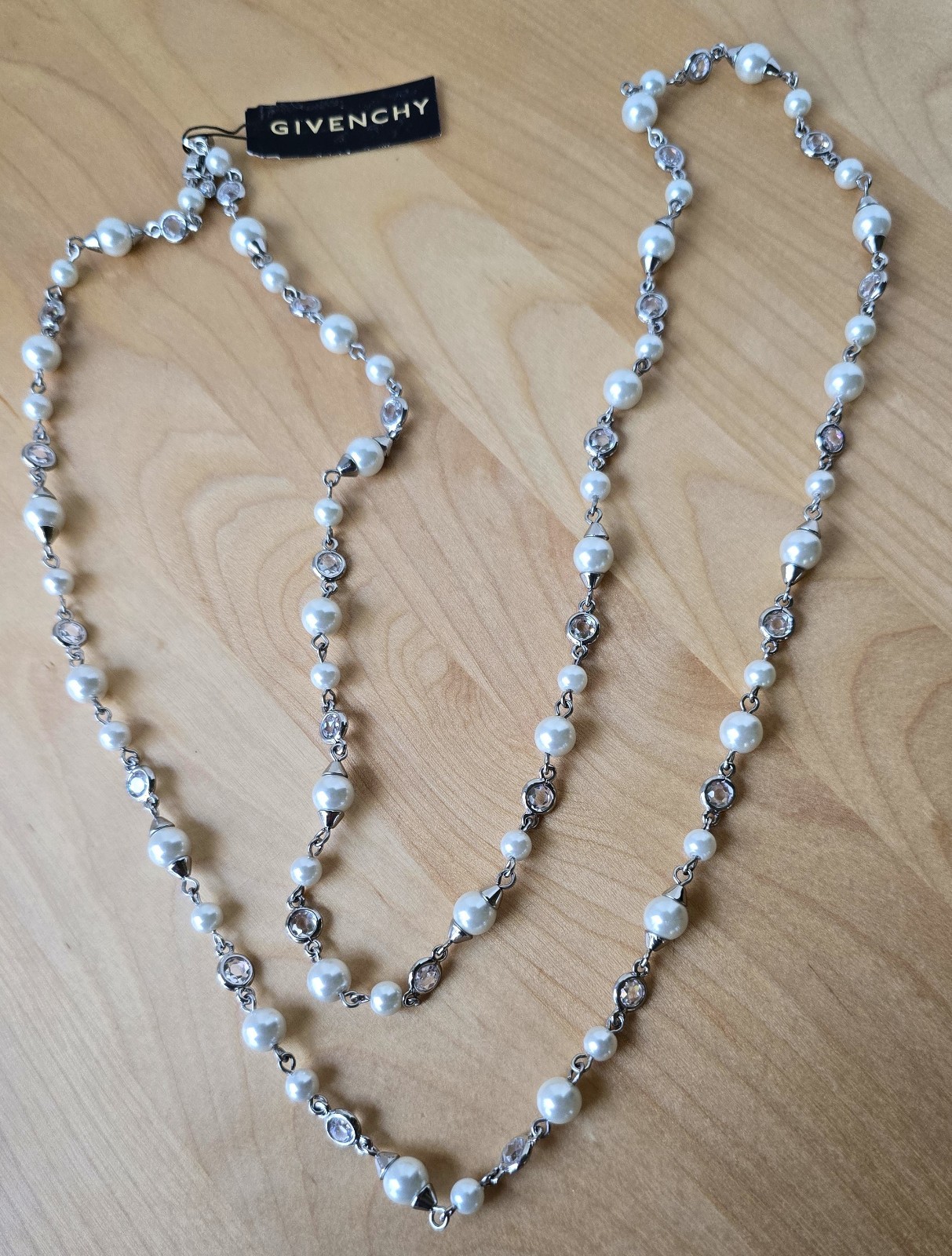 Givenchy Pearl & Crystal Long Necklace NWT MSRP $98