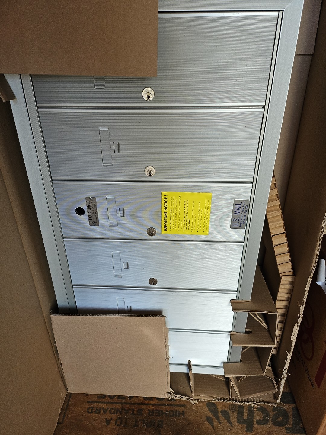 Florence Recessed Wall Mount Vertical Mailbox with 6 Compartments in Anodized Al