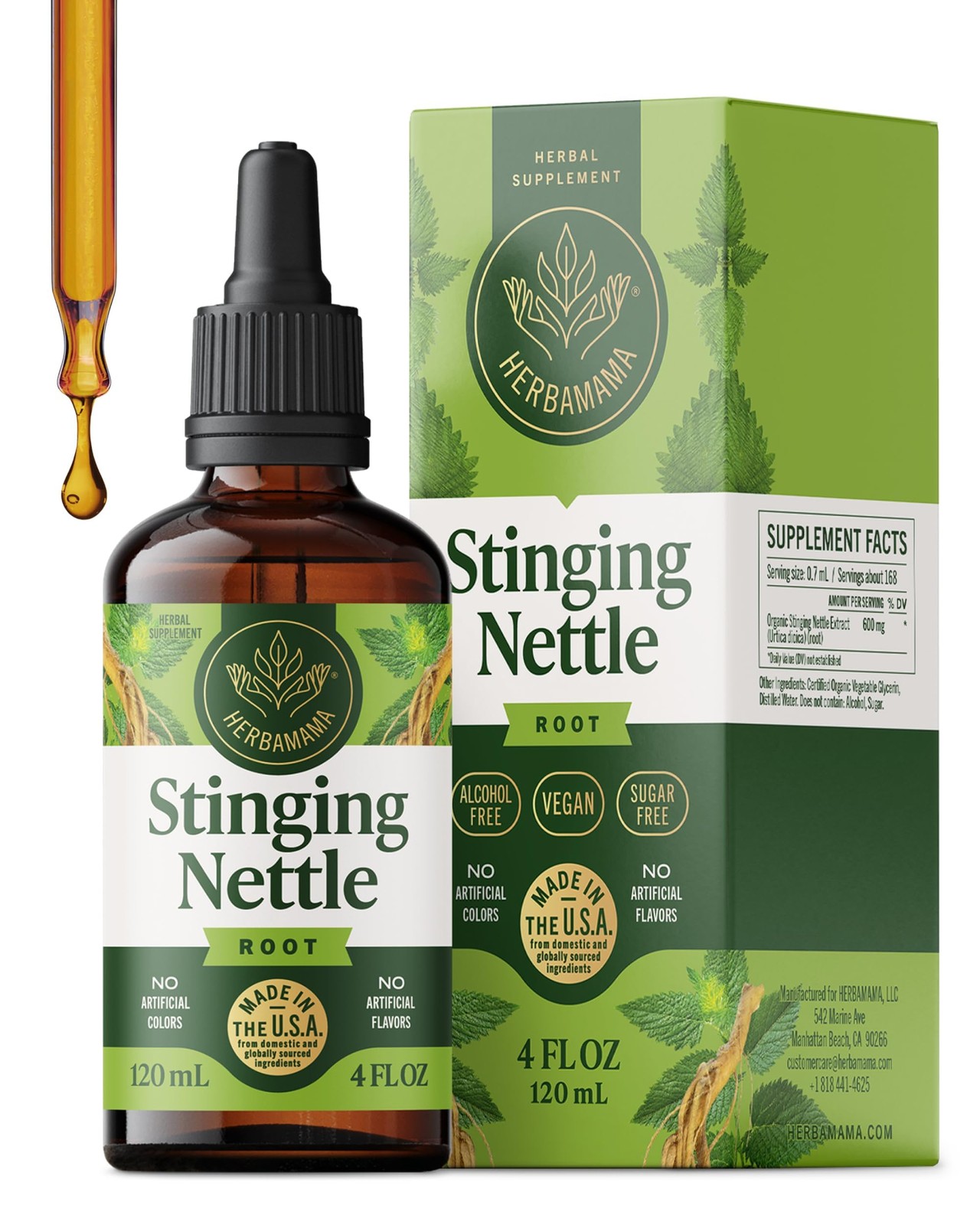 HERBAMAMA Stinging Nettle Tincture  Vegan Urinary Tract Support with Stinging...