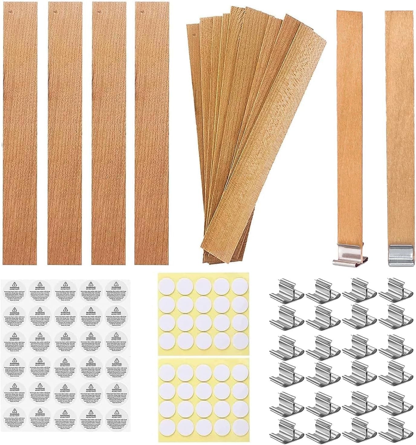 460 PCS Wooden Candle Wicks Kit 5.1"x0.5" Crackling Wood Wicks Stand for DIY