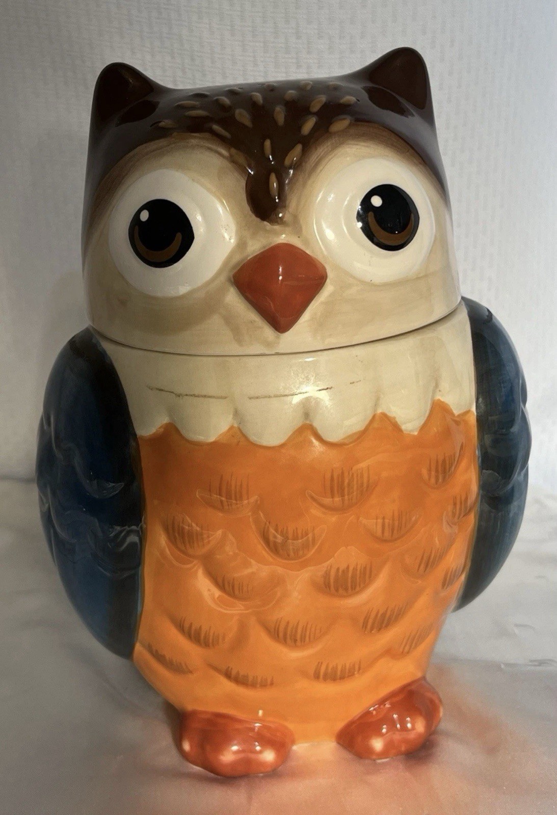 Colorful Owl Earthenware Cookie Jar