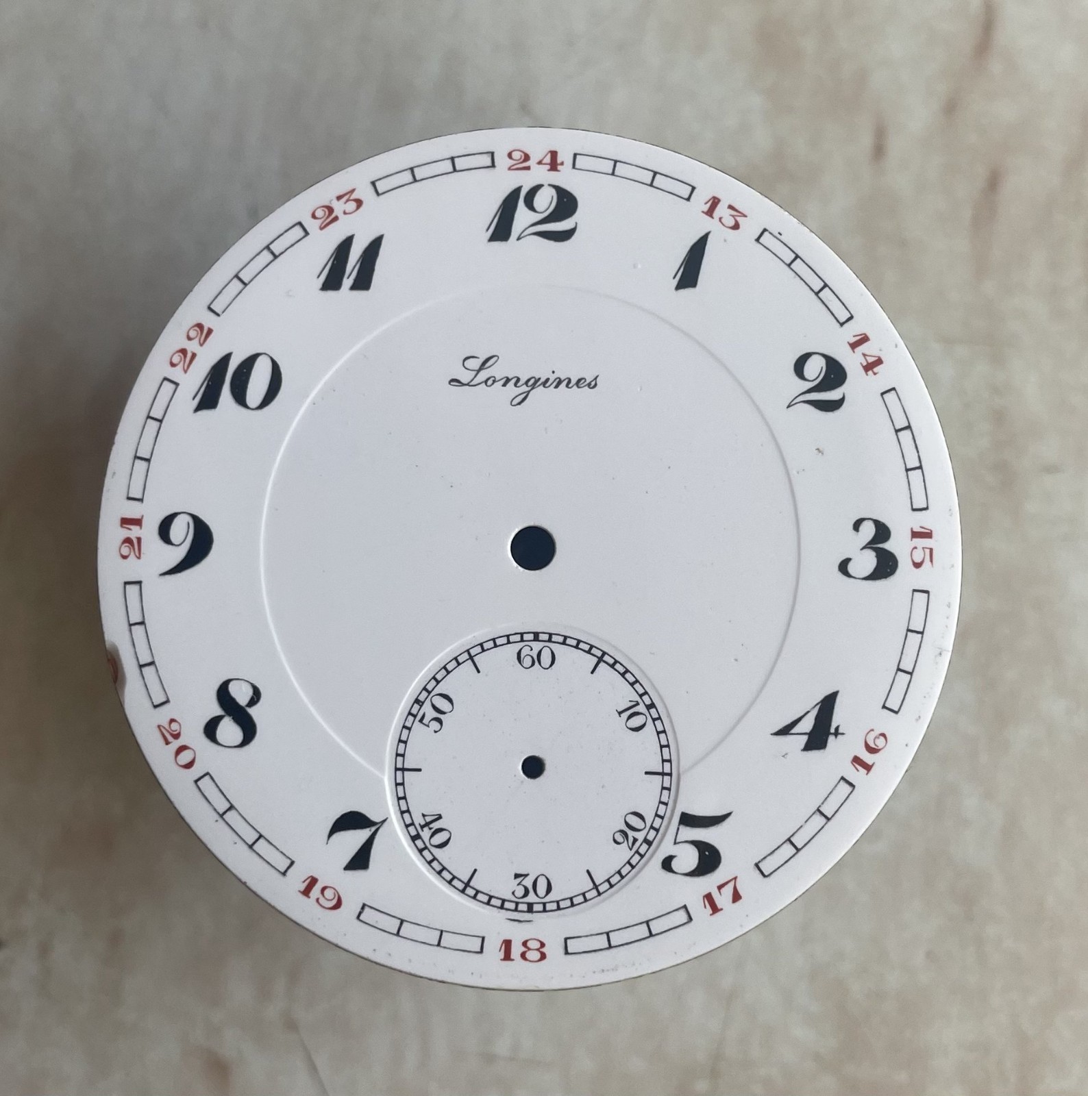 Original Swiss Antique Porcelain Dial for Pocket Watch Longines Watch-face 43m