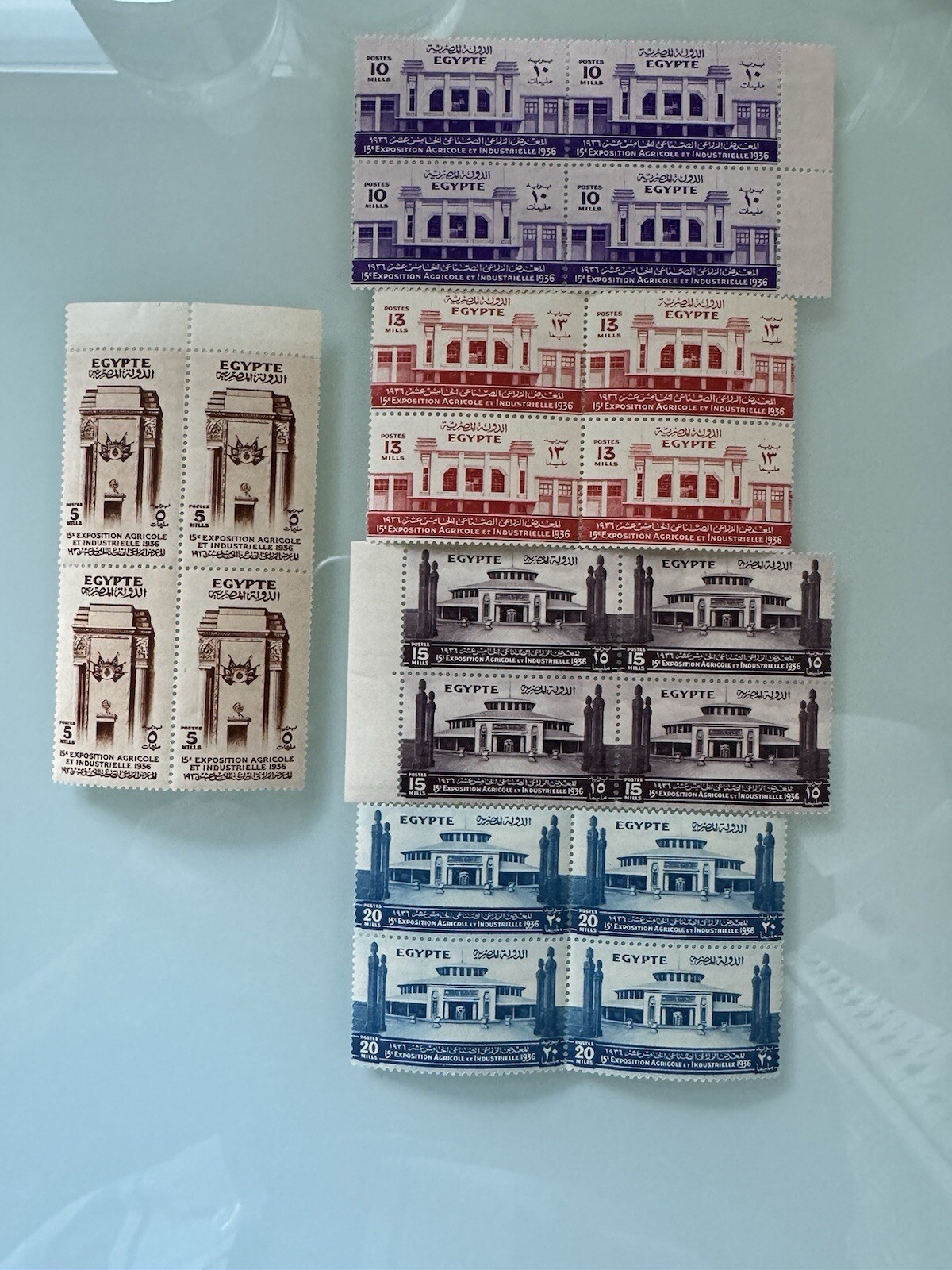 egypt stamps 1936 Exposition Agricole And Industrial Sets 4 Sets Blocks MNH