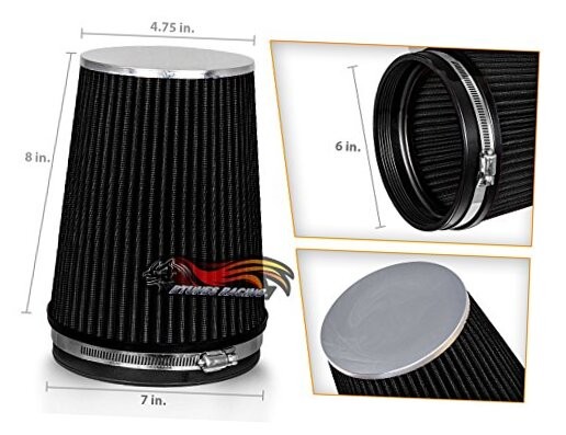 BLACK 6" 152 mm Inlet Truck Cold Air Intake Cone Replacement Performance 