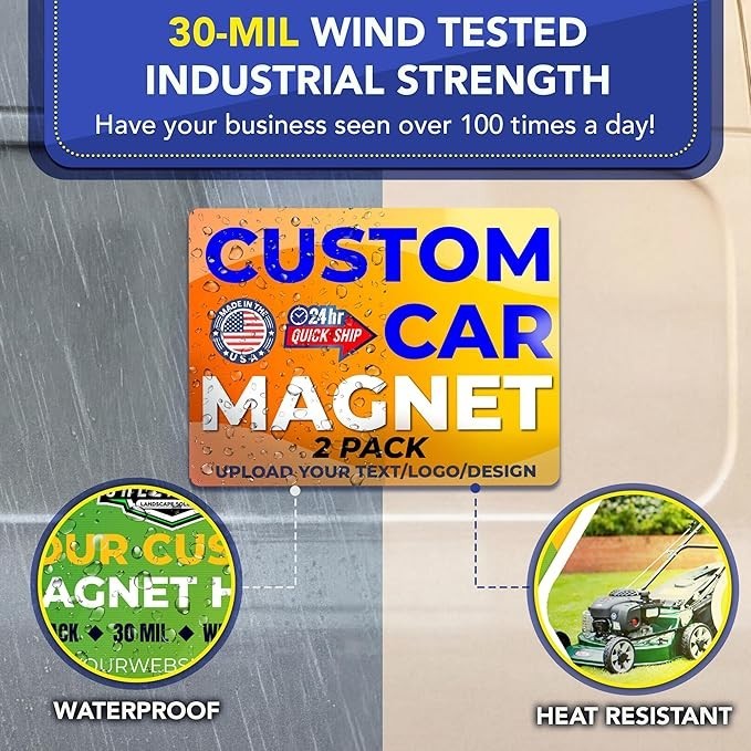 18" x 24" Full-Color Custom car Magnetic Vehicle Signs (Set of 2) Car Magnets