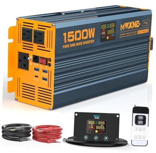 1500W/3000W(Peak) Power Inverter Pure Sine Wave DC 12V to 110V 120V 1500W- 12V