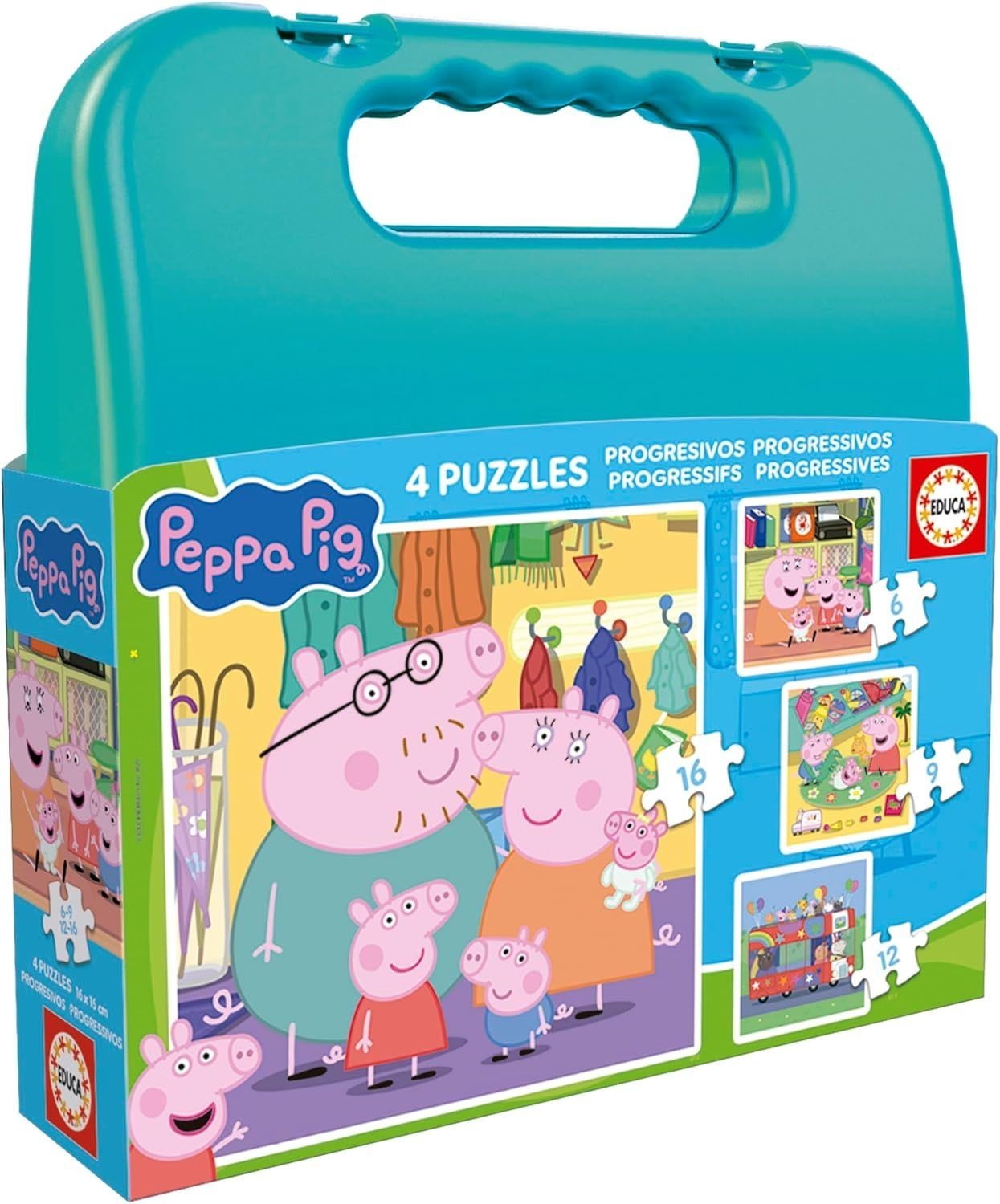 NEW EDUCA  Jigsaw Puzzle 4 in 1  Pieces 3+ Ages Progressive Puzzles Peppa Pig