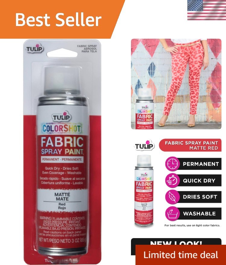Easy to Use ColorShot Red Instant Fabric Spray Paint, 3oz, Drip-Free Application