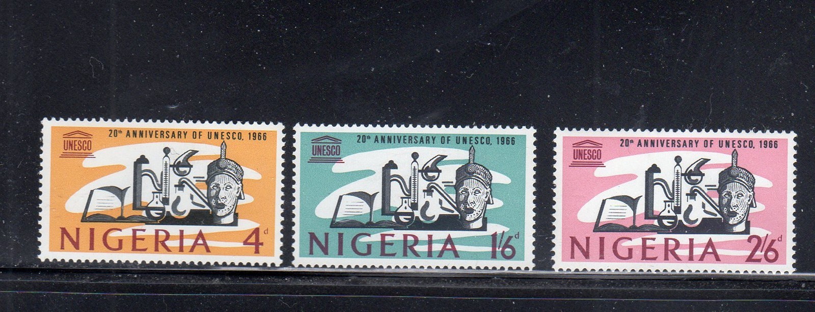 NIGERIA #204-206 1966 UNESCO 20TH ANNIV. MINT VF NH O,G 