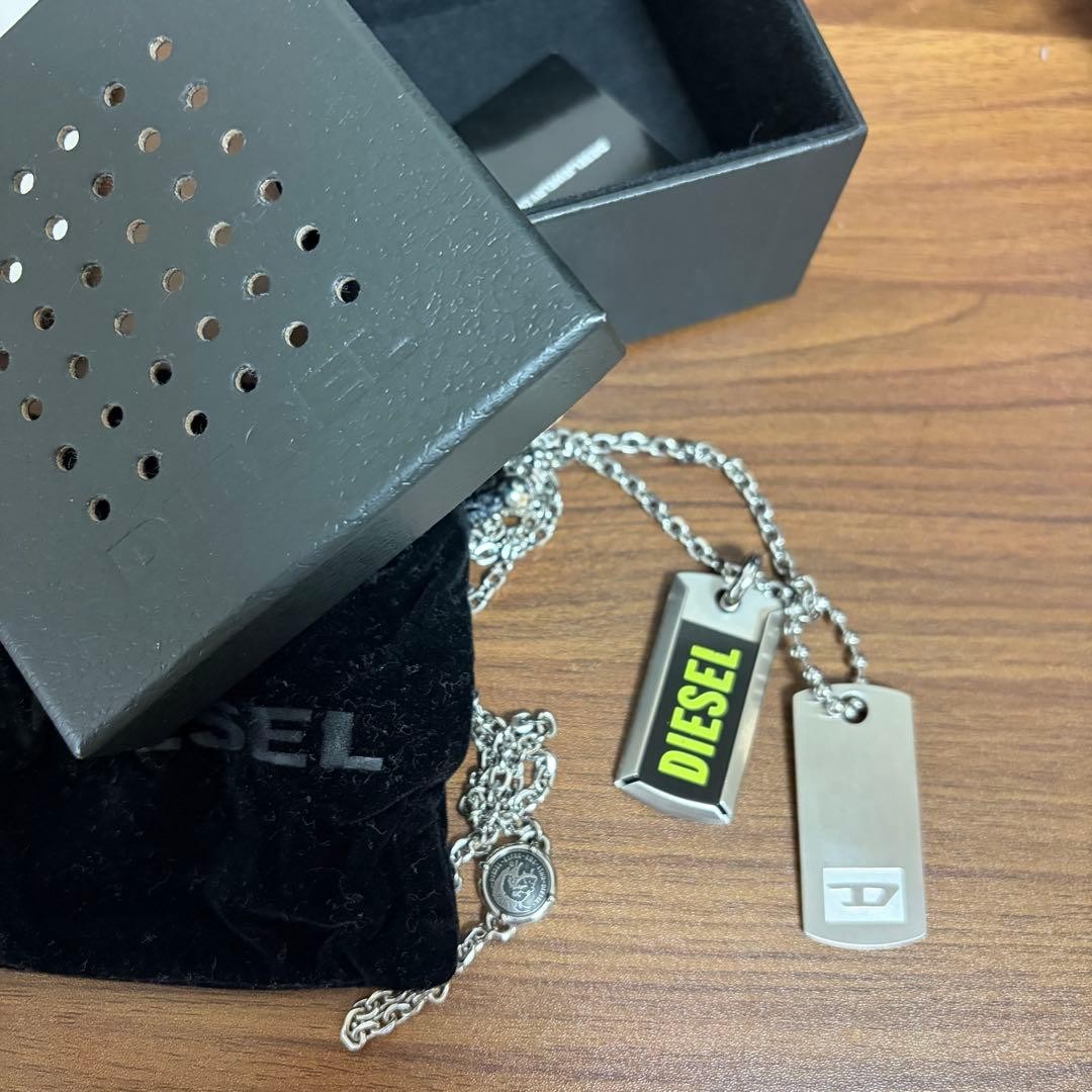 Diesel Men Tag Pendant Style Necklace Stainless Steel Almost unused Luxury Italy