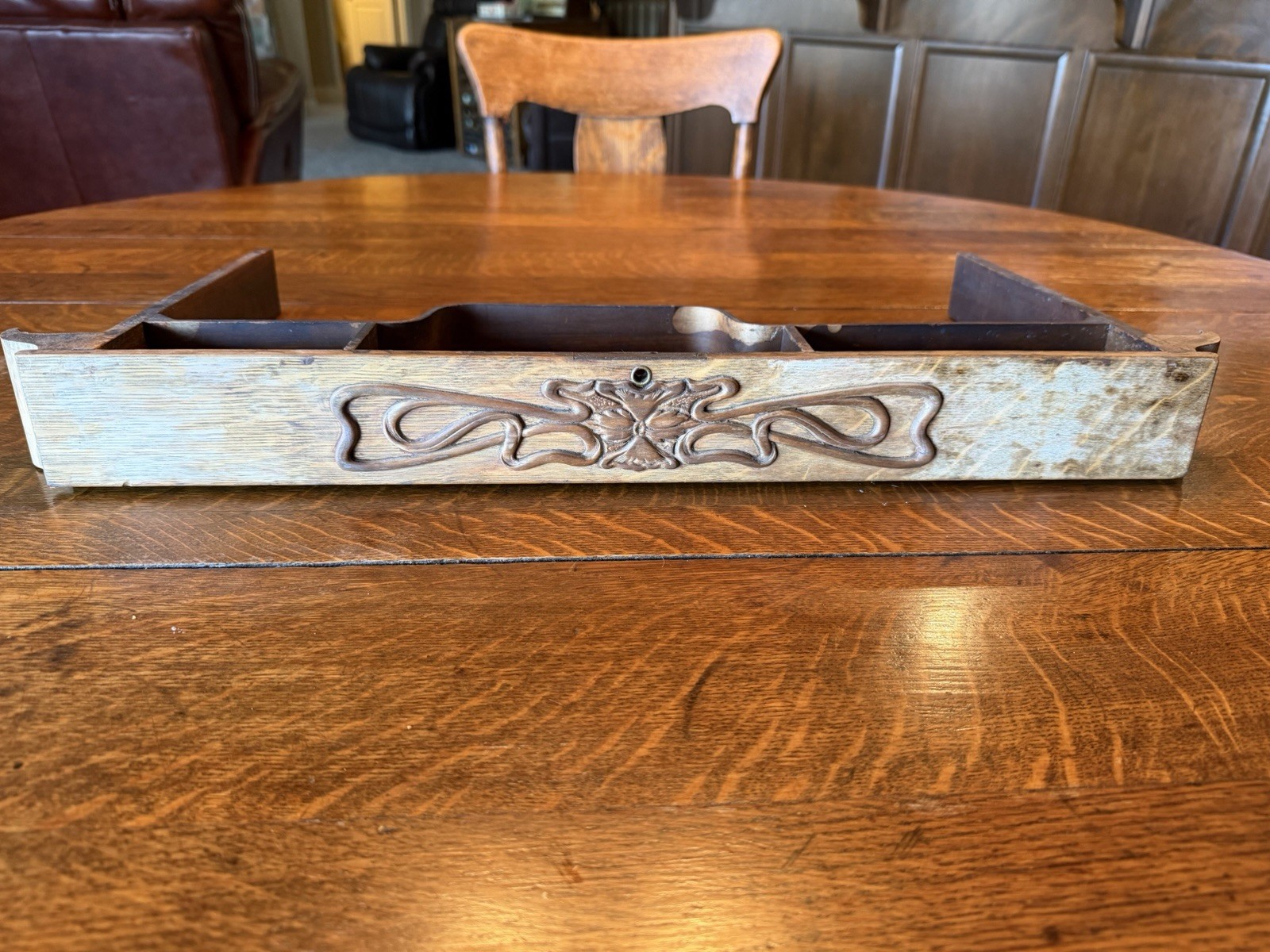 Antique Singer Treadle Sewing Machine Cabinet Center Slide Out Drawer