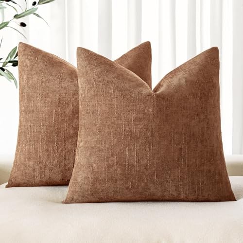  Pack of 2 Decorative Throw Pillow Covers 22" x 22" (Pack of 2) Pecan Brown